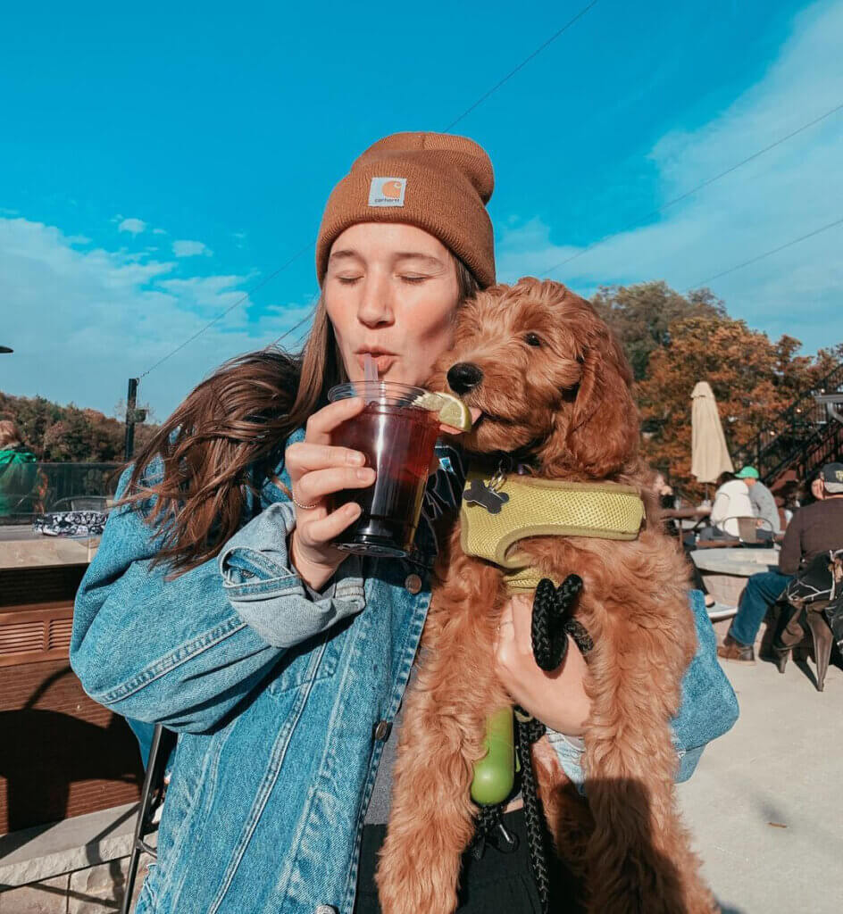 Girl with dog at Riverfront Terrace