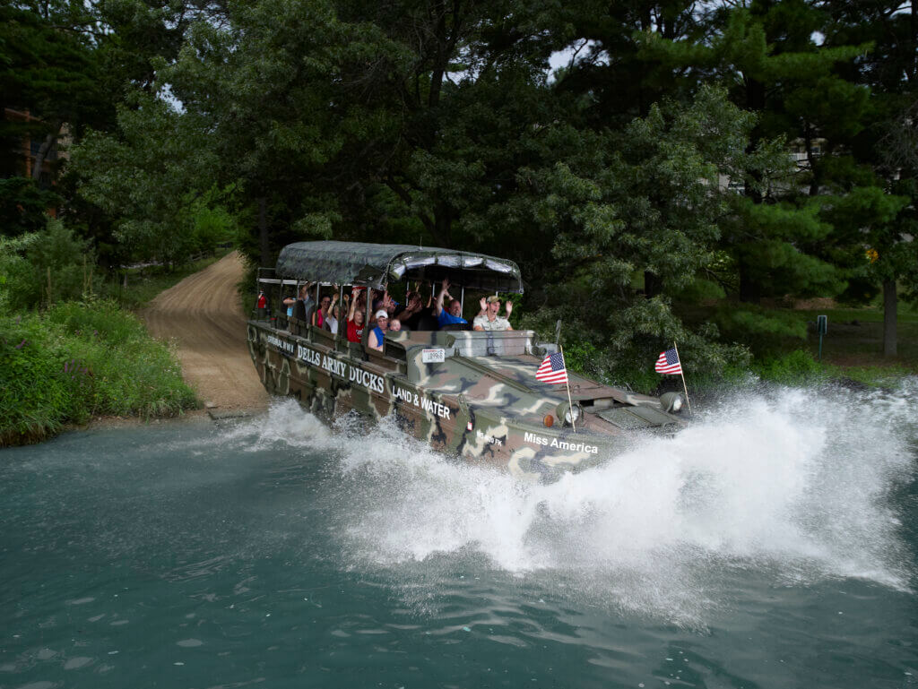 Dells Army Ducks tour on the Wisconsin River